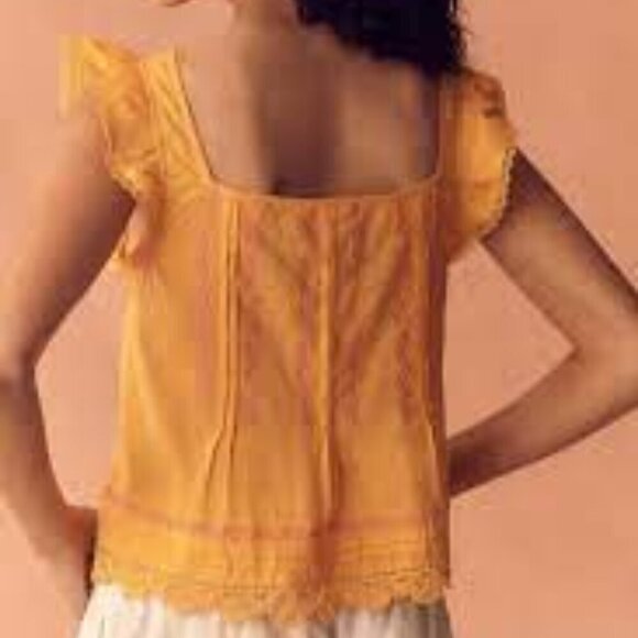 NWT Anthropologie Maeve Flutter-Sleeve Pintuck Embroidered Top Sz XS - Picture 2 of 10